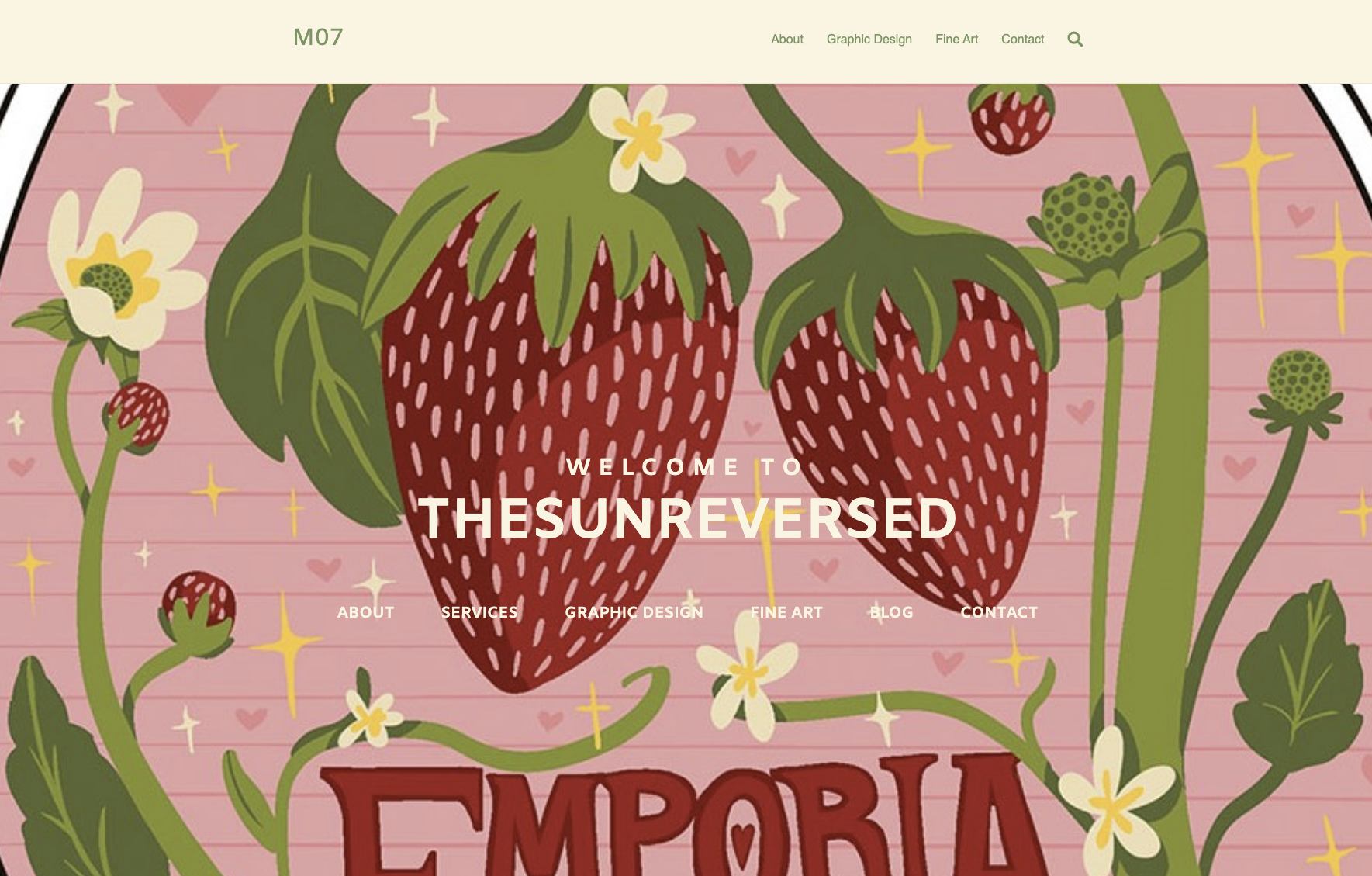 Home page for a website depicting strawberries