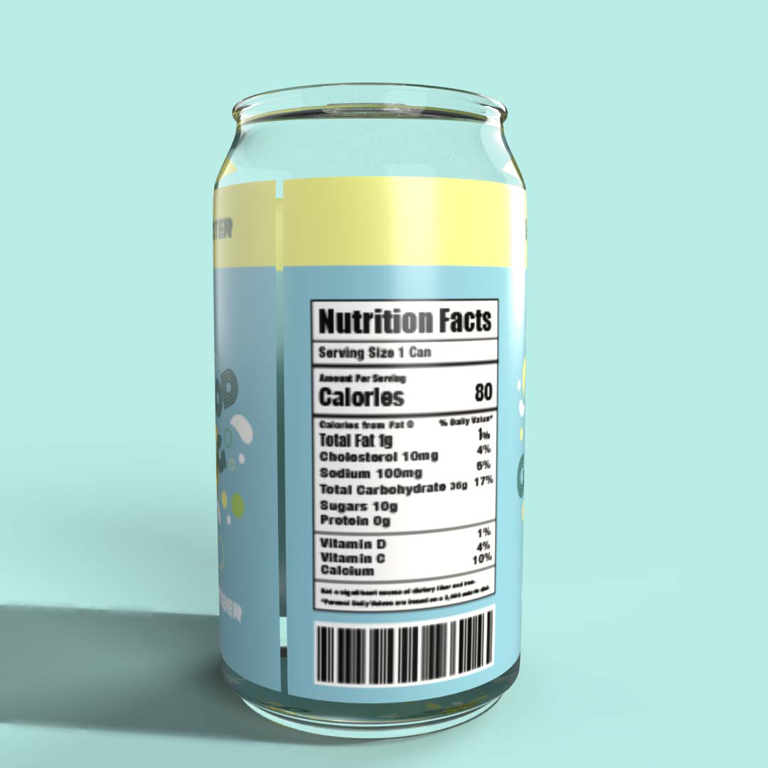 Mockup of the back of a can created by a student