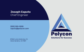 A blue business card